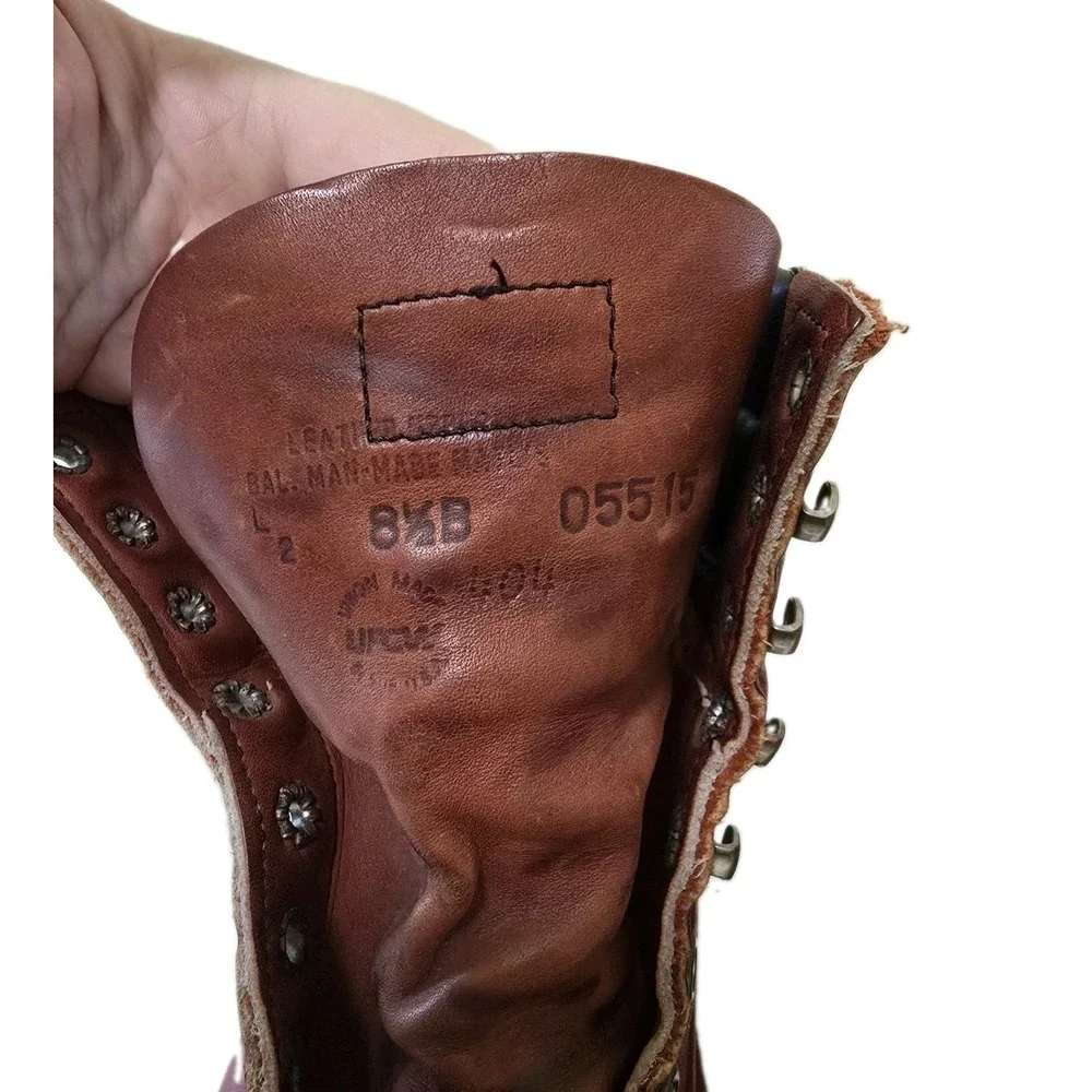 Vintage Red Wing Boots Mens 8.5 B Leather 404 Moc Toe Super Sole Workwear Worn